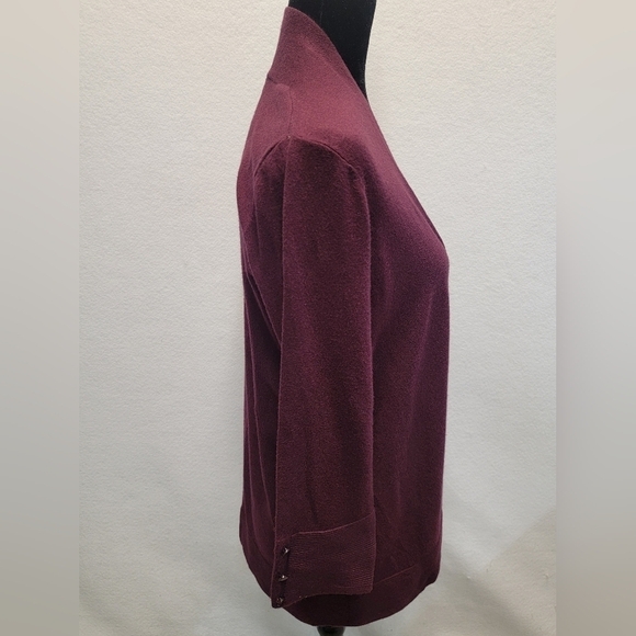 EVOLUTION BY CYRUS ANCHO CHILI Burgandy Open Front Cardigan/Sweater Medium - Picture 11 of 12